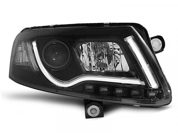Headlights Tube Light Black Fits Audi A6 C6 04.04-08