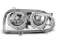 Headlights Angel Eyes Chrome Fits Vw Golf 3 09.91-08.97 Headlights Angel Eyes Chrome Fits Vw Golf 3 09.91-08.97