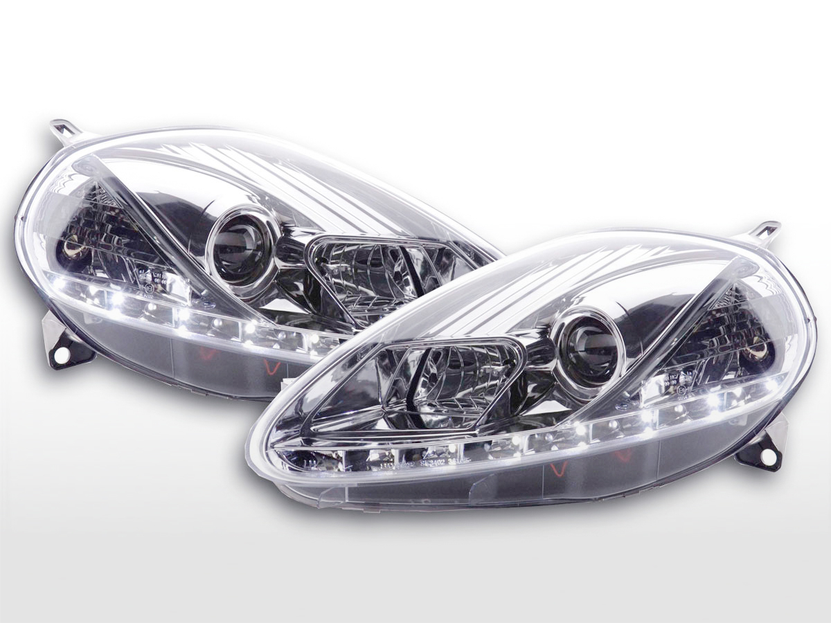 Daylight headlight Fiat Grande Punto Typ 199 Yr. 08 chrome Headlights Lights Car Tuning