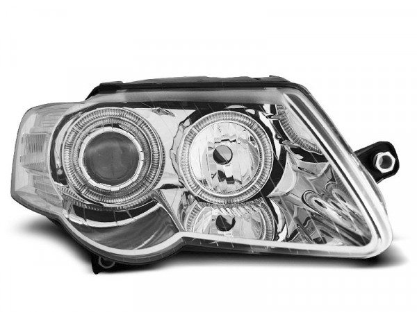 Headlights Angel Eyes Chrome Fits Vw Passat B6 3c 03.05-10