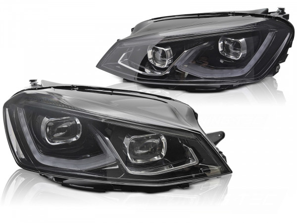 Full Led Headlights Light Black Fits Vw Golf 7 14-19