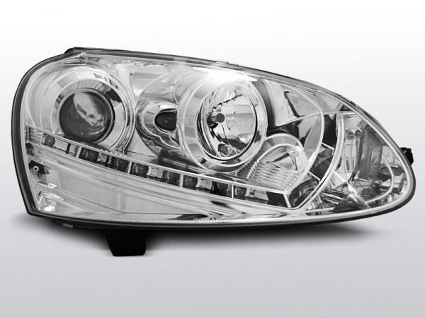 Xenon Headlights Daylight Chrome Fits Vw Golf 5 03-08