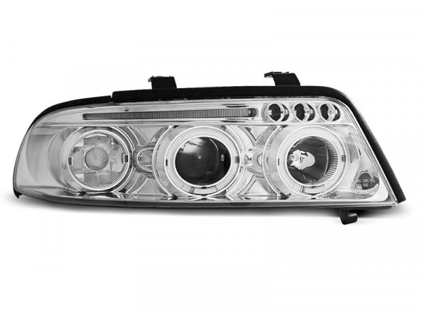 Headlights Angel Eyes Chrome Fits Audi A4 01.99-09.00