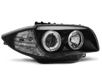 Headlights Angel Eyes Black fits BMW 1 E87/E81/E82/E88 04–11 Headlights Angel Eyes Black fits BMW 1 E87/E81/E82/E88 04–11