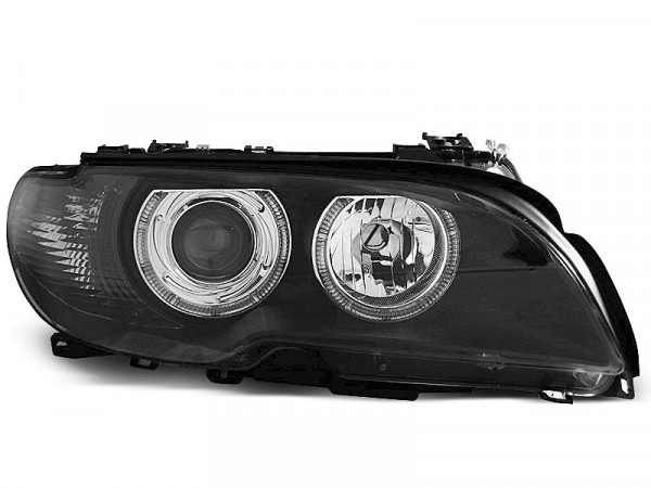 Headlights Angel Eyes Black Fits Bmw E46 04.03-06 Coupe Cabrio