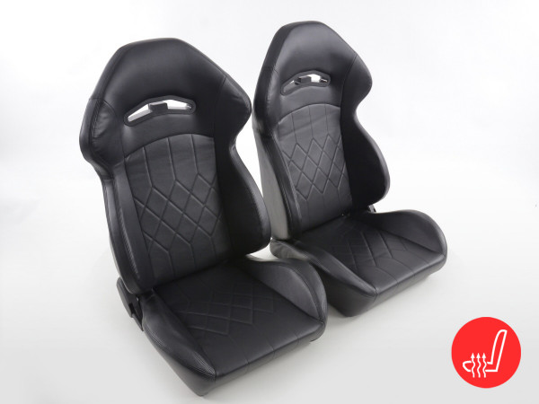 FK sport seats half bucket seats Set artificial leather black with heating