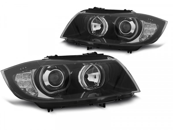 Headlights Angel Eyes LED Black fits BMW E90/E91 03.05-11
