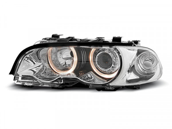 Headlights Angel Eyes Chrome Fits Bmw E46 04.99-08.01 Coupe Cabrio