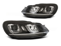 Headlights U-led Light Drl Black Chrome Line Fits Vw Golf 6 08-12 Headlights U-led Light Drl Black Chrome Line Fits Vw Golf 6 08-12