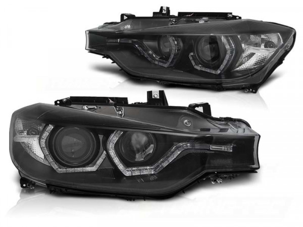 Headlights Angel Eyes Led Drl Black Fits Bmw F30/f31 Lci 15-18