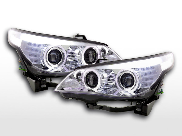 Angel Eye Headlight LED Xenon BMW serie 5 E60/E61 Yr. 05-08 chrome RHD