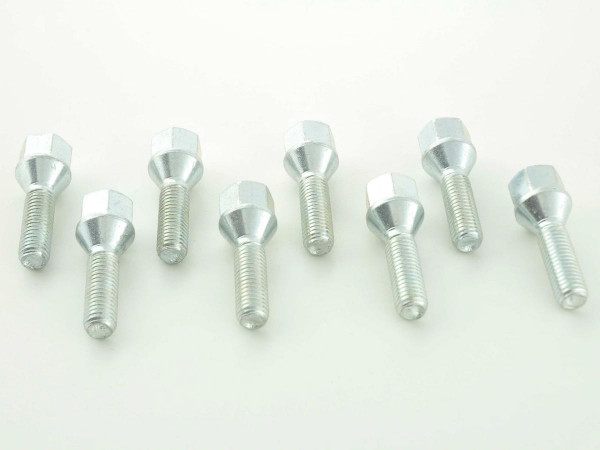 Wheel bolts Set (8 pieces), M12 x 1,25 50mm domed silver