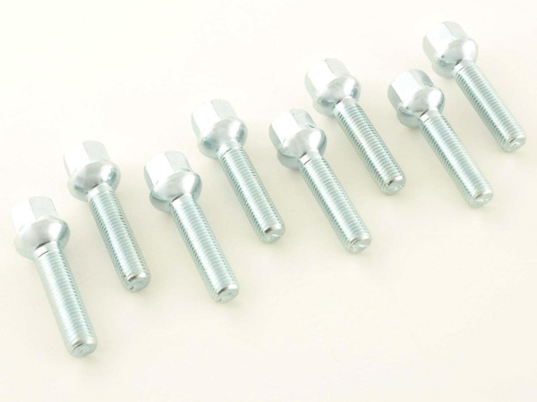 Wheel bolts Set (8 pieces), M12 x 1,5 50mm domed silver