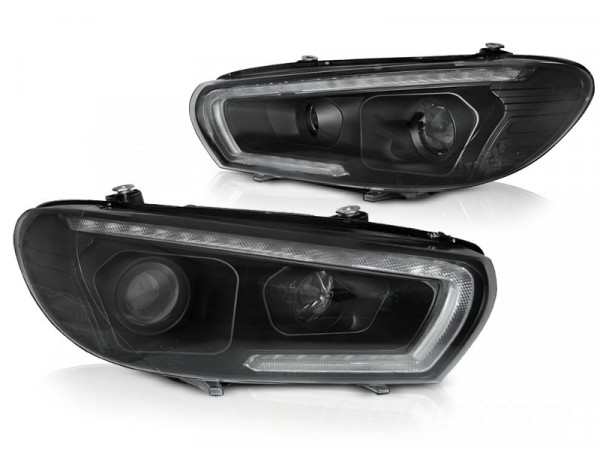 Headlights Tube Seq Led Black Fits Vw Scirocco 14-17