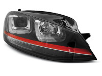 Headlights U-led Light Black With Red Line Sport Fits Vw Golf 7 12-17 Headlights U-led Light Black With Red Line Sport Fits Vw Golf 7 12-17