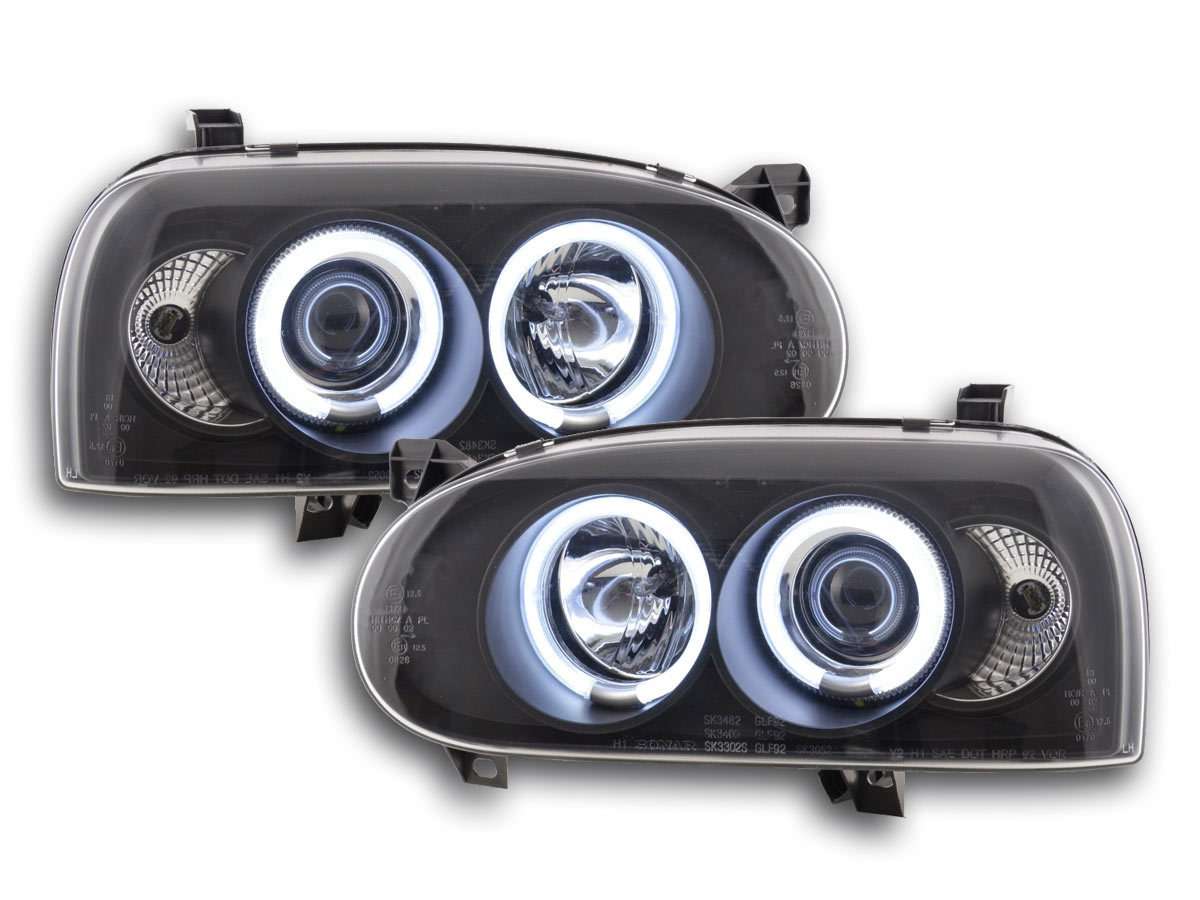 Angel Eye headlight CCFL VW Golf 3 Yr. 92-98 black | Headlights ...