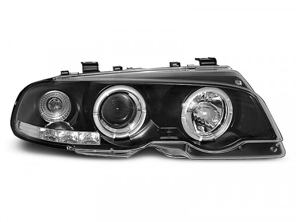 Headlights Angel Eyes Black Fits Bmw E46 04.99-03.03 Coupe