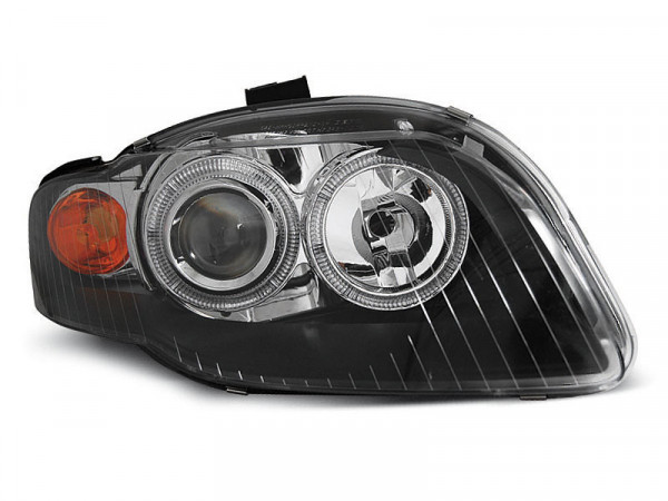 Headlights Angel Eyes Black Fits Audi A4 B7 11.04-03.08