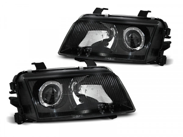 Headlights Black Fits Audi A4 11.94-12.98