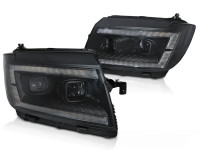 Headlights Tube Light Black Drl Seq Fits Vw Crafter Ii 2017- Headlights Tube Light Black Drl Seq Fits Vw Crafter Ii 2017-