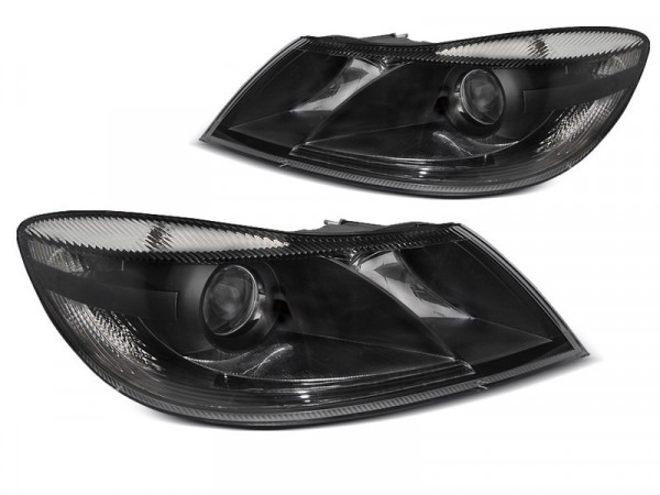 Headlights Black Fits Skoda Octavia 09-12