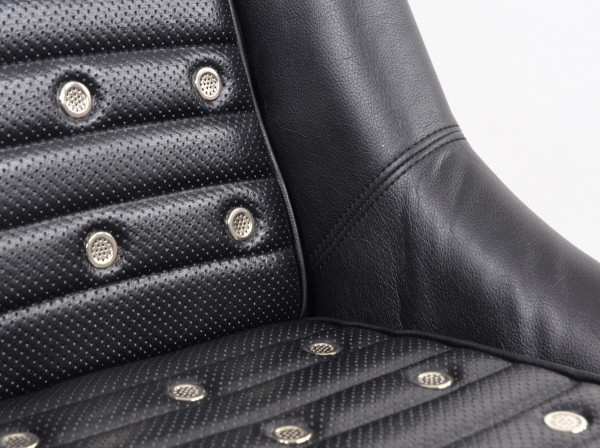 FK Oldtimersitze Classic 1 Vollschalensitze Set Kunstleder schwarz mit Kopfstütze inkl. Laufschienen