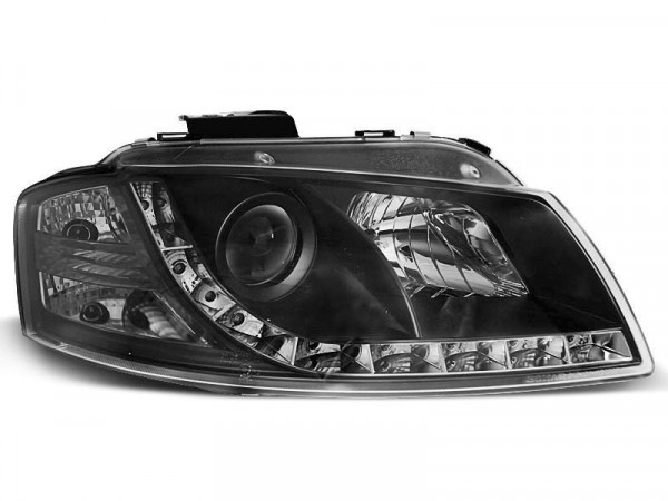 Headlights Daylight Black Fits Audi A3 8p 05.03-03.08