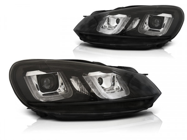Headlights U-led Light Drl Black Black Line Fits Vw Golf 6 08-12