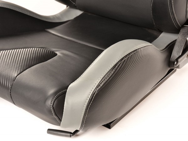 FK sport seats half bucket seats Set Köln artificial leather black/grey Carbon-Look