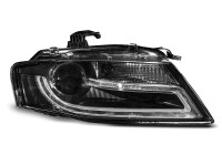Xenon Headlights True Drl Black Fits Audi A4 B8 04.08-11 Xenon Headlights True Drl Black Fits Audi A4 B8 04.08-11