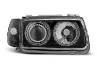 Headlights Angel Eyes Black Fits Vw Polo 6n 10.94-09.99 Headlights Angel Eyes Black Fits Vw Polo 6n 10.94-09.99