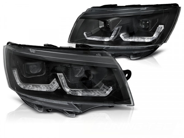 Headlights Tube Light Black Drl Seq Fits Vw T6.1 20-