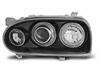 Headlights Angel Eyes Black Fits Vw Golf 3 09.91-08.97 Headlights Angel Eyes Black Fits Vw Golf 3 09.91-08.97