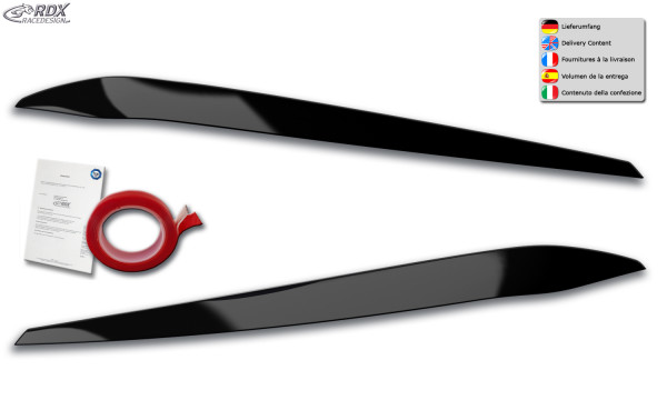 RDX Headlight covers for VW Touran 5T (2015+; only for LED-Headlights) Light Brows BLACK GLOSSY