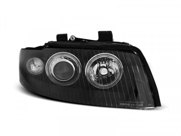 Xenon Headlights Angel Eyes Black Fits Audi A4 10.00-10.04