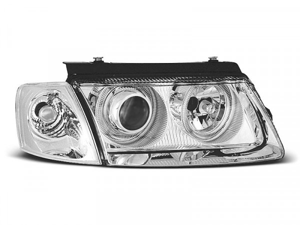 Headlights Angel Eyes Chrome Fits Vw Passat B5 3b 11.96-08.00