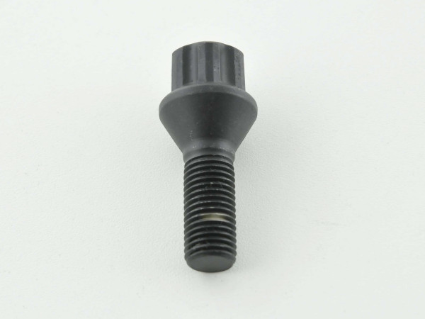 single Wheel bolt shaft length 28mm taper flange black M12x1,5