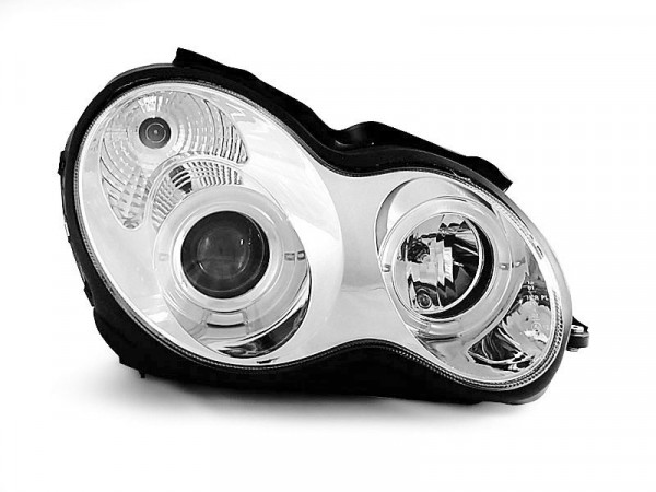 Headlights Angel Eyes Chrome Fits Mercedes W203 C-klasa 07.00-03.04