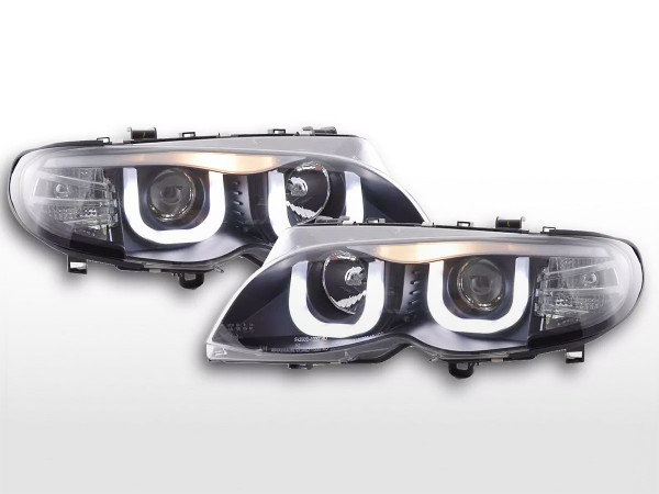 Daylight headlights with LED DRL look BMW 3er E46 saloon Yr. 02-05 black