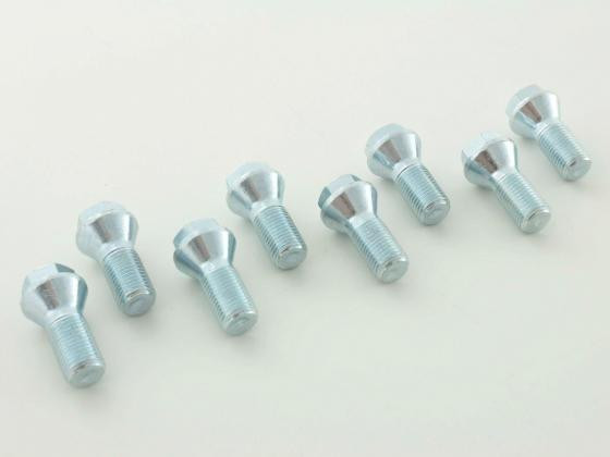 Wheel bolts Set (8 pieces), M12 x 1,5 26mm short head silver