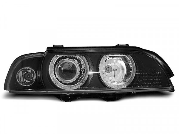 Xenon Headlights Angel Eyes Black Fits Bmw E39 09.95-06.03