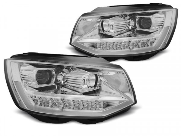 Headlights Tube Light Drl Chrome Seq Fits Vw T6 15-19
