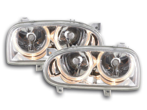 Angel Eye headlight VW Golf 3 type 1HXO, 1 EXO Yr. 91-97 chrome