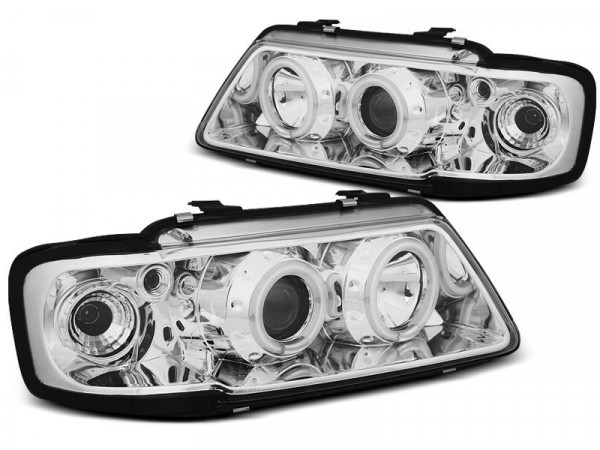 Headlights Angel Eyes Ccfl Chrome Fits Audi A3 8l 08.96-08.00