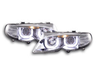 Headlight set angel eyes fits BMW 3-series E46 02-05 RHD chrome Headlight set angel eyes fits BMW 3-series E46 02-05 RHD chrome