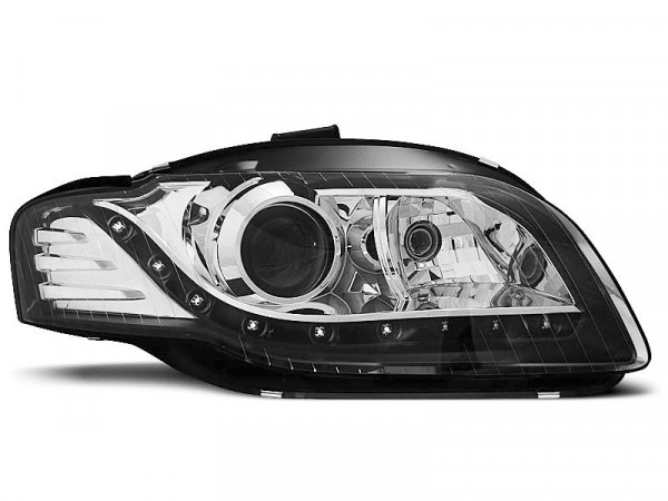 Headlights Daylight Black Fits Audi A4 B7 11.04-03.08