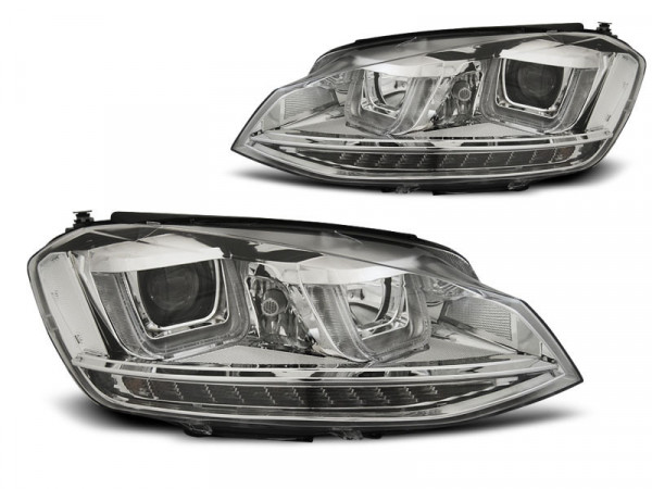 Headlights U-led Light Drl Chrome Fits Vw Golf 7 11.12-17