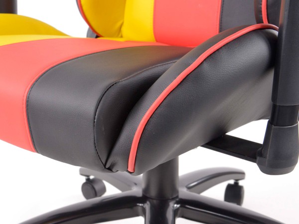 Office Chair Sport Seat with armrest synthetic leather black/red/yellow