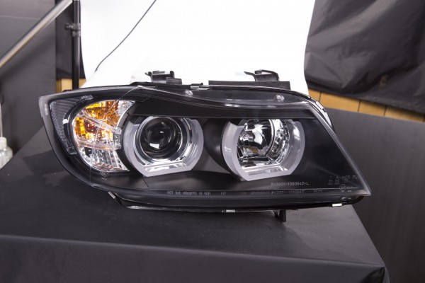 Daylight headlights with LED DRL look BMW 3er E90/E91 Yr. 05-08 black