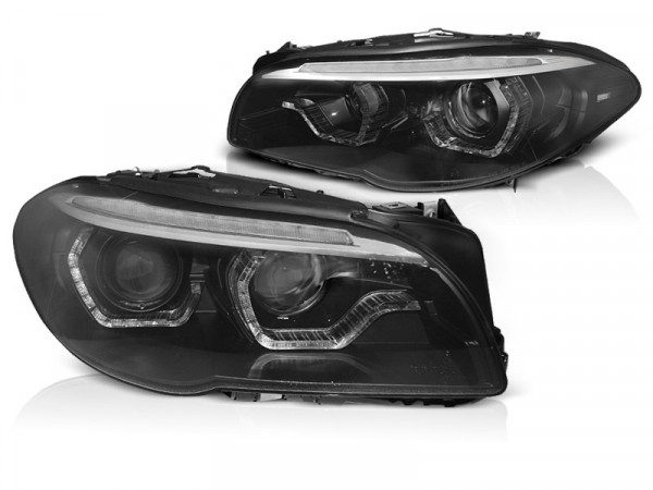 Xenon Headlights Angel Eyes Led Drl Black Seq Fits Bmw F10/f11 Lci 13-16